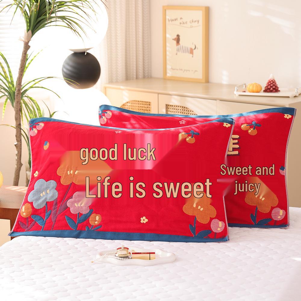 Par de Fronhas de Algodão Antiderrapantes - Design Festivo Vermelho, Absorventes de Suor, Anti-Queda, Frete Grátis