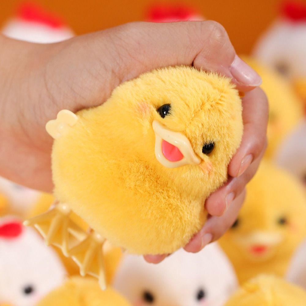 Plush Duck Wind Up Jumping Toy Lifelike Guide Baby Crawling Toy  Cat Toy