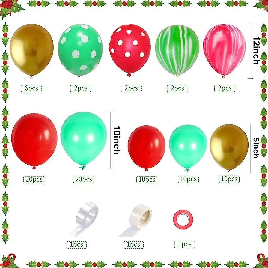 Christmas Atmosphere Decoration Agate Polka Dot Red And Green Metal Latex Balloon Chain Set Arrangement