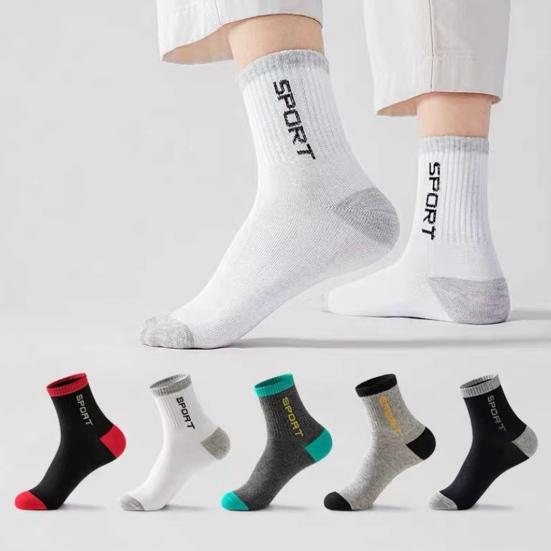 5 Pairs Men's Crew Socks Moisture-Wicking Athletic Socks Soft Breathable Running Socks for Hiking Sports