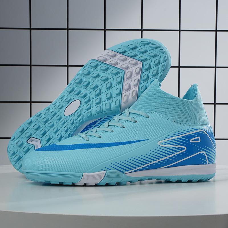 

Broken student children s football shoes spikes shoes leather foot training nails boys and girls high-top artificial turf 45