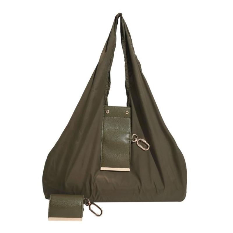 Quhgahfa Reusable Mini Keychain Tote Bag Large Capacity Eco-Friendly Foldable Shopping Bag Key Ring Lightweight Expandable Reusable Bag green