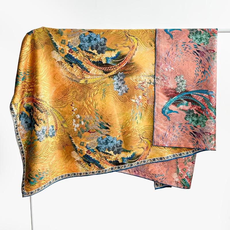 Chinese style fragrant cloud gauze square scarf silk scarf floralsprinting double-sided silk scarf shawl