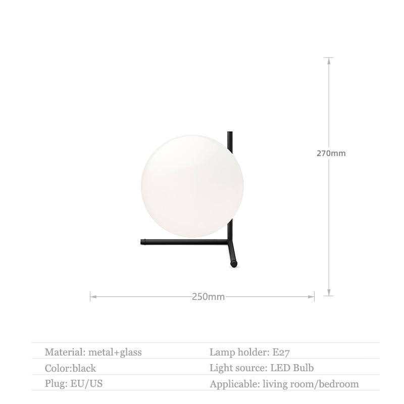 

Современная светодиодная настольная лампа Настольная лампа для спальни Стеклянный шар Настольная лампа Полированный хромированный золотой скандинавский настольный светильник Гостиная Напольный прикроватный столик Warm white US Plug