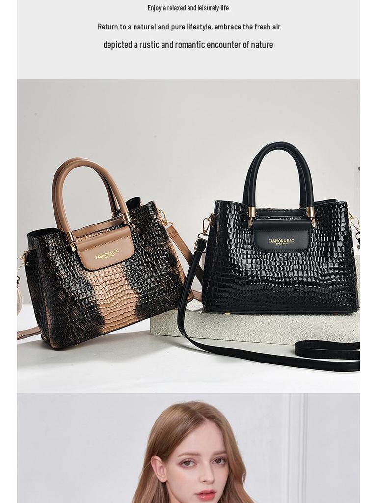 2025 Crocodile Pattern Women's Crossbody Tote: Elegant, Fashionable Handbag for Commuting