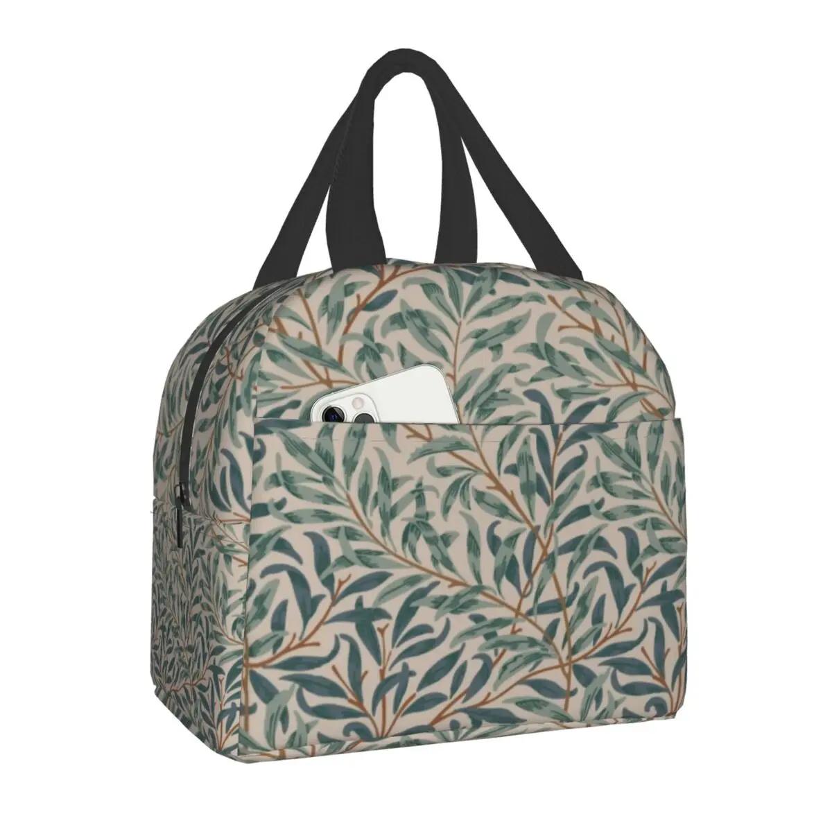 

William Morris Цветочный текстильный принт термоизолированная сумка для ланча женская портативная коробка для ланча для детей школьные многофункциональные сумки для еды 22x20x13CM