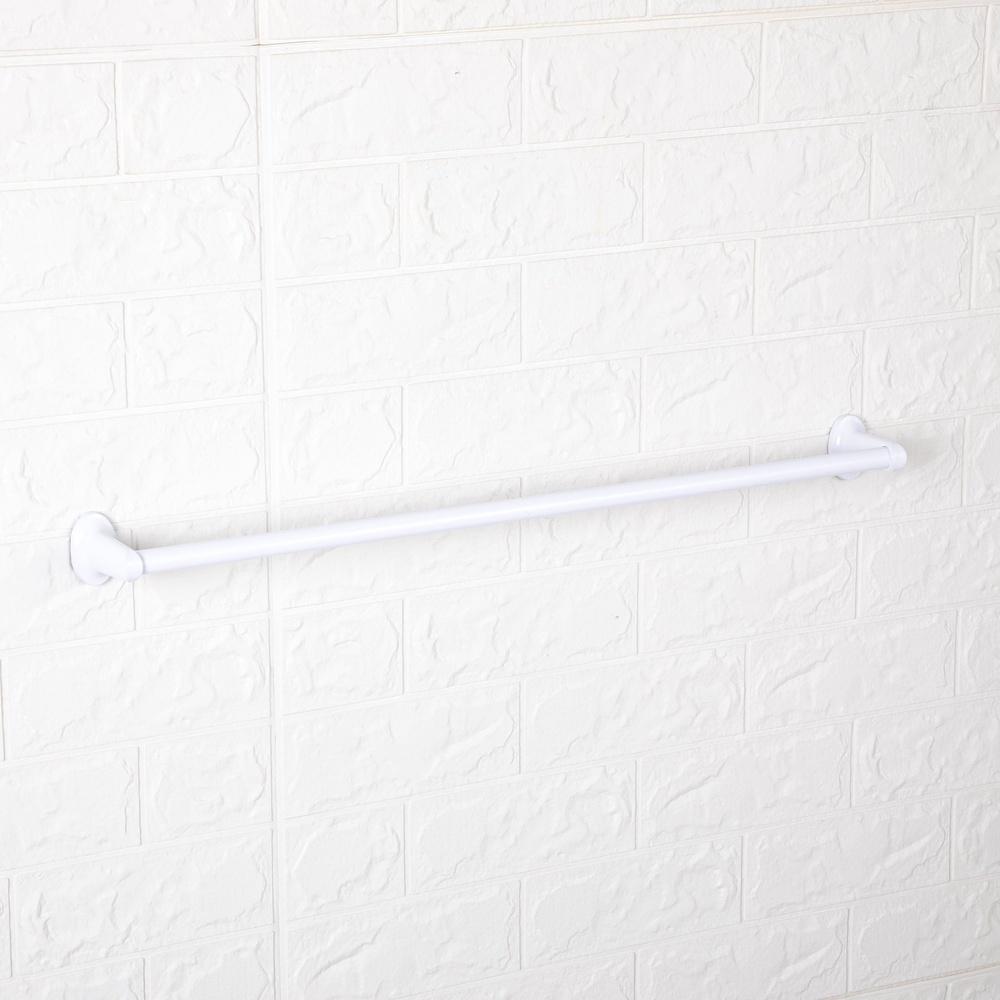 24 Inch Oval Steel Wall Mount Towel Bar Rust Resistant White Finish Easy Installation Bathroom Kitchen Hardware Included