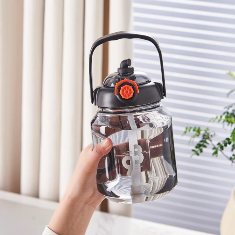 New Submarine Tons Barrel Tongqu Students Plastic Cups Straw Cups 1200ml Large-capacity Outdoor Portable Kettle.