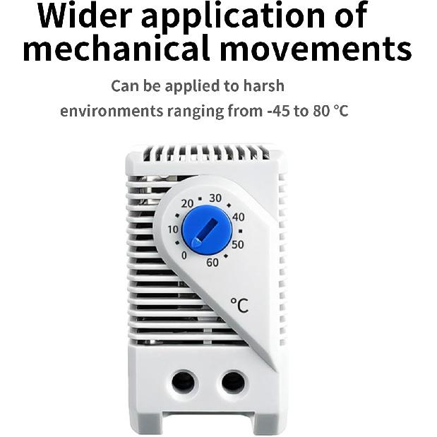 Mechanical Thermostat, KTS011 0-60°C Adjustable Compact Normally Open/Closed Temperature Controller Switch 1pc(KTS011)