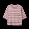 Plus Size Striped Round Neck Maternity T-Shirt for Middle-Aged and Elderly Women - Simple, Comfortable, and Versatile for Commuting.