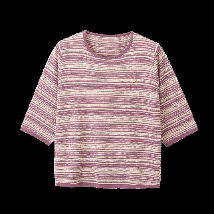 Plus Size Striped Round Neck Maternity T-Shirt for Middle-Aged and Elderly Women - Simple, Comfortable, and Versatile for Commuting.