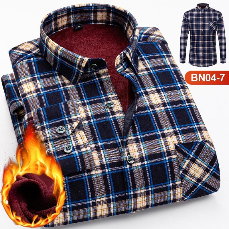 Winter Sherpa Lined Flannel Shirt Jackets for Men Long Sleeve Button Down Fleece Dress Shirts Men's Casual Warm Comfortable Thermal Shirt With Pockets