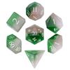 Cusdie Cat's Eye Stone DND Dice Handmade D4-D20 Polyhedral Gemstone Dice Set with Leather Box for Tabletop RPG Collection