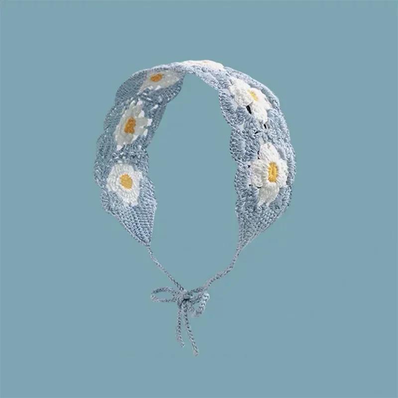 

Ins Подсолнух Головная повязка Вязаные резинки для волос Аксессуары для волос Бандана Предметы синий