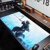 Large XXL Game Mousepad Ink Style Japanese Samurai Katana Grim Reaper Skeleton Moon Deskmat Non-Slip Rubber Keyboard Mouse Mats