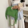 Yogodlns Knitted Tassel Bag New Summer Vacation Style Single Shoulder Diagonal Cross Woven Bag Fashionable Simple Women's Handbag