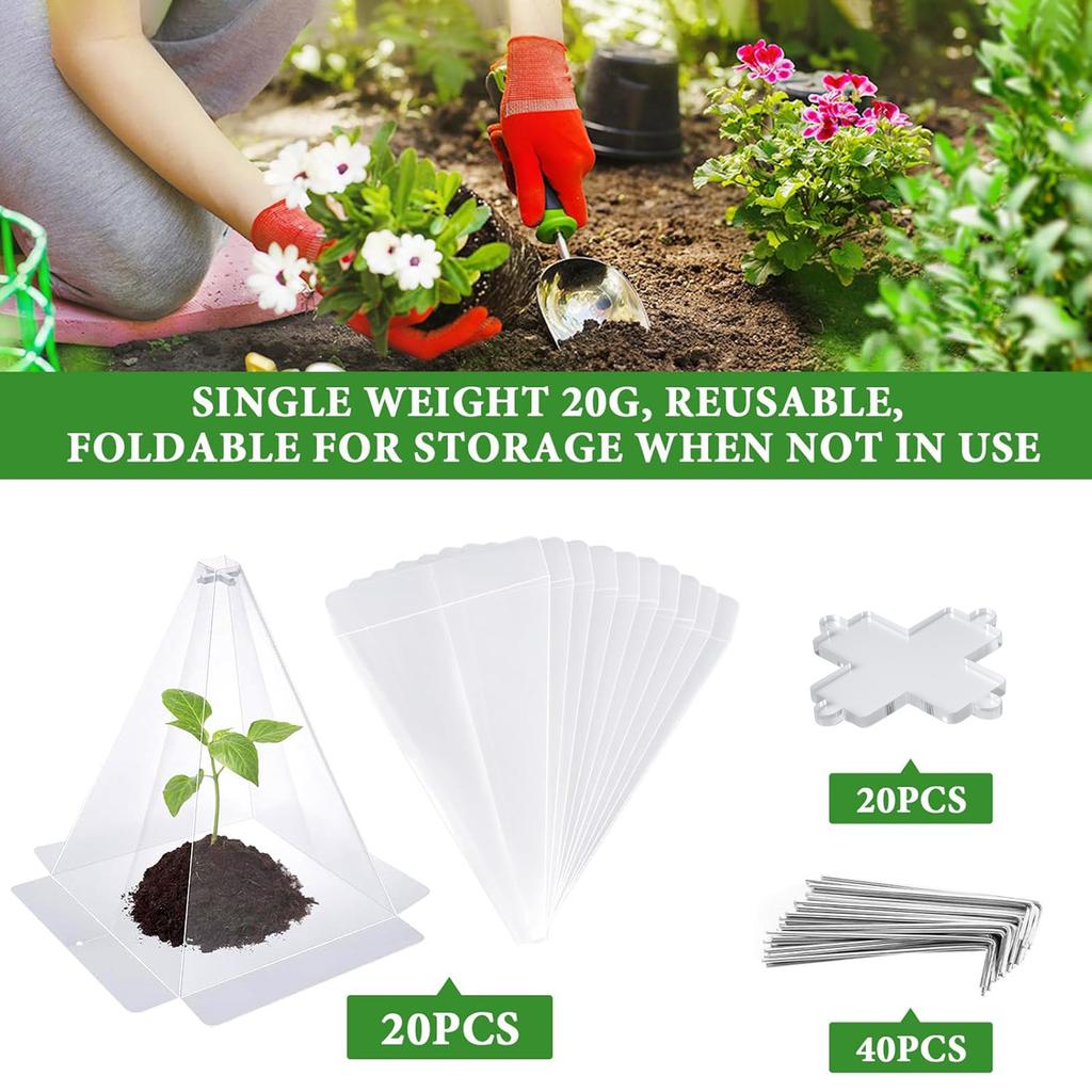 Plastic Small Plant Seedling Protector Cone Shape Greenhouse Protect Cover Suitable for Gardens Balconies