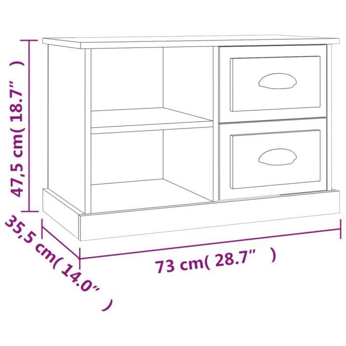 VidaXL Meuble TV gris béton 73x35,5x47,5 cm bois d'ingénierie 816172