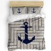 Nautical Anchor Ship Lighthouse Whale Art 3Pcs Bedding Set For Double Bed Home Textile Duvet Cover Quilt Cover Pillowcase