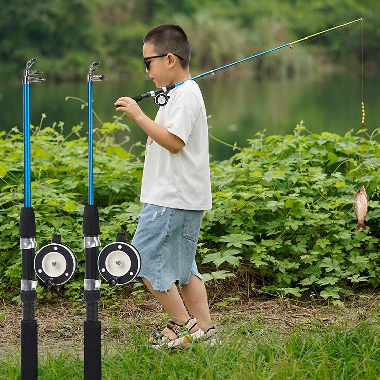 Kids' Retractable Mini Fishing Rod with Reel – Glass Fiber Ice Rod for Crabs & Lobsters
