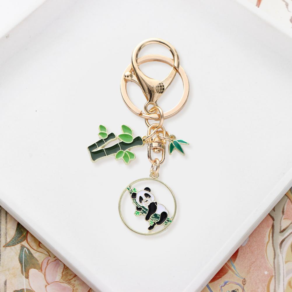 New Year Keychain Panda Bamboo Wreath Pendant Polished Lobster Clip Lightweight Shoulder Bag Schoolbag Decoration Pendant Keyrin