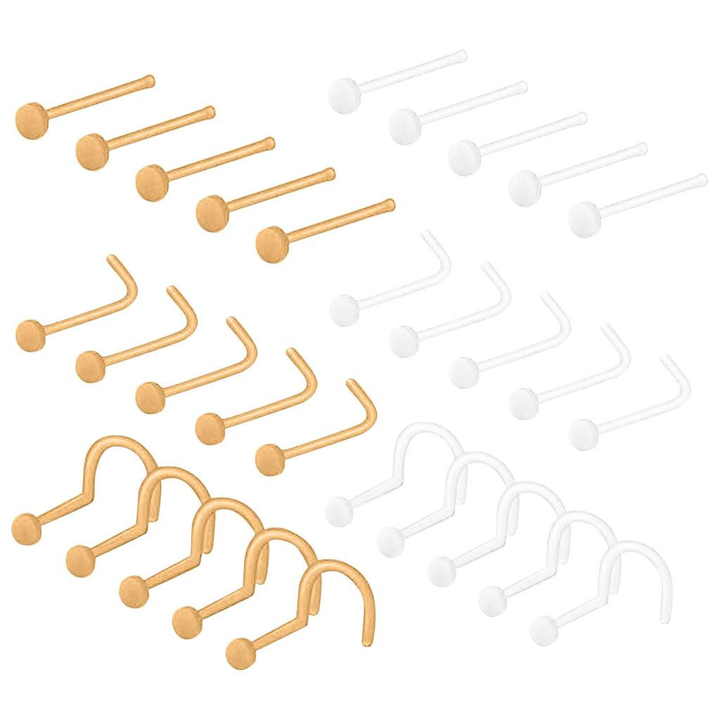 30 stk Kombinerte Akryl Gjennomsiktig Farge Nesepiercinger