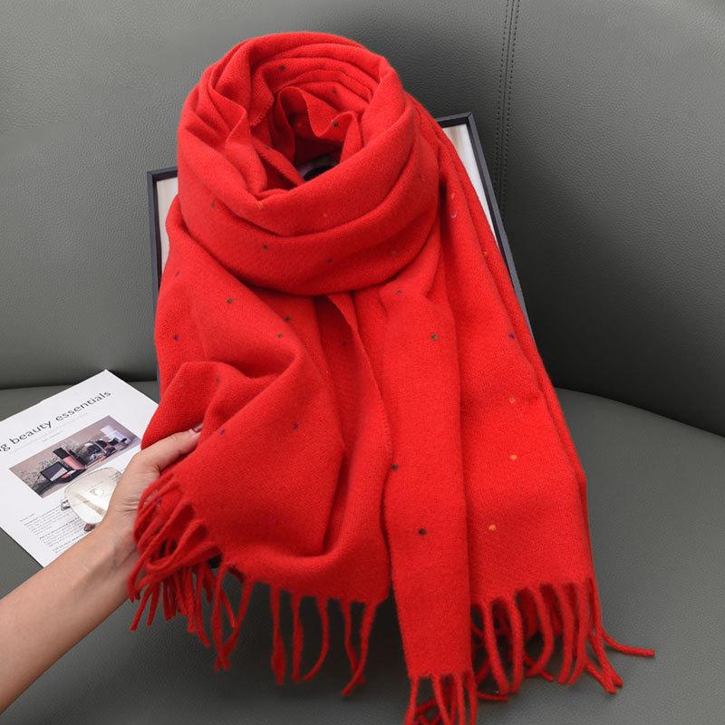 Maillard monochrome dotted scarf women's autumn and winter new warm thickened scarf student versatile shawl