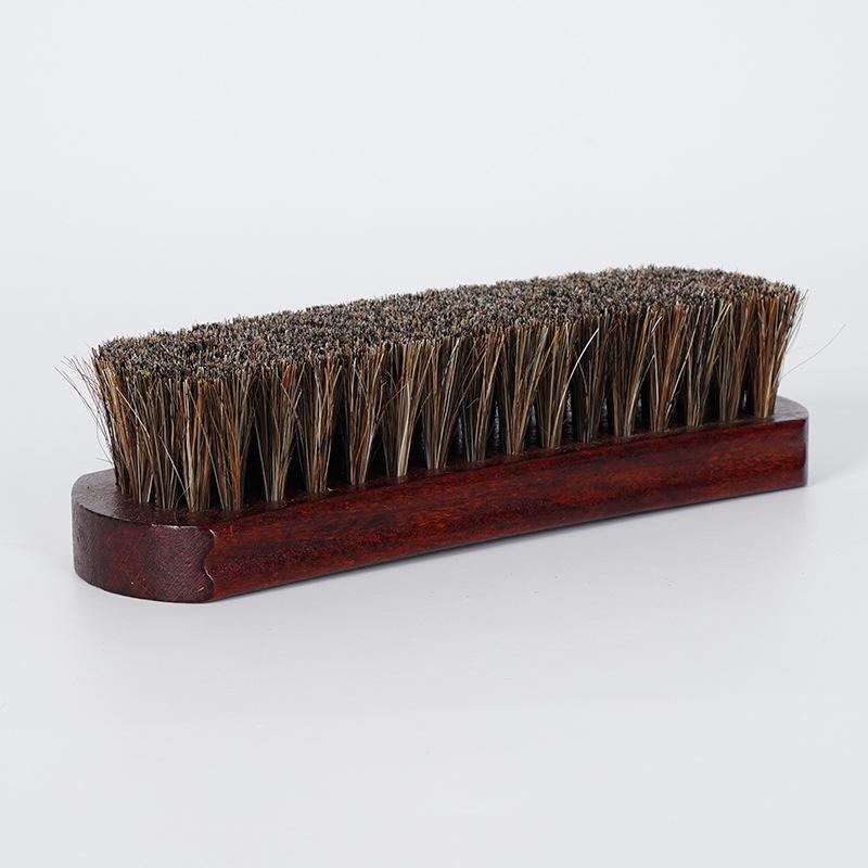Beech Wood Horsehair Shoe Brush for Leather Care - Soft Bristles