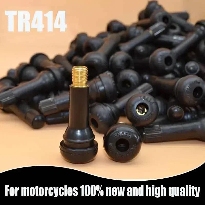 Steli valvola per pneumatici tubeless per ruote auto TR414 neri con tappi, tipo a pressione, coprivalvole in gomma per steli valvola pneumatici, accessori auto di alta qualità