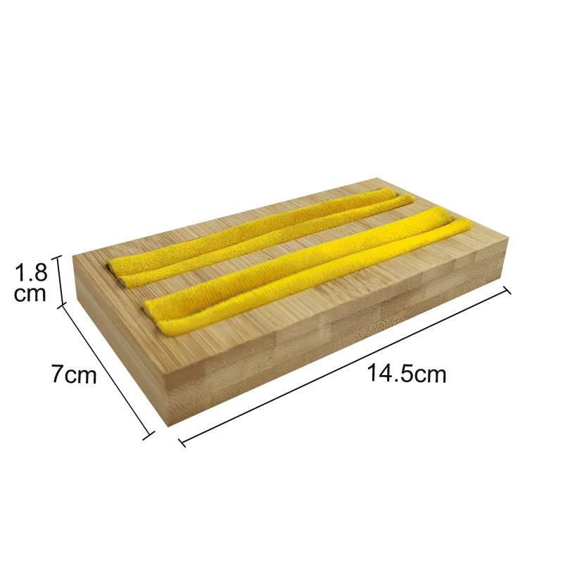 Velvet Square Ring Tray With Bamboo Wood Base 2 Slots Ring And Accessory Display Stand Earrings Jewelry Storage Rack 14.5*7CM