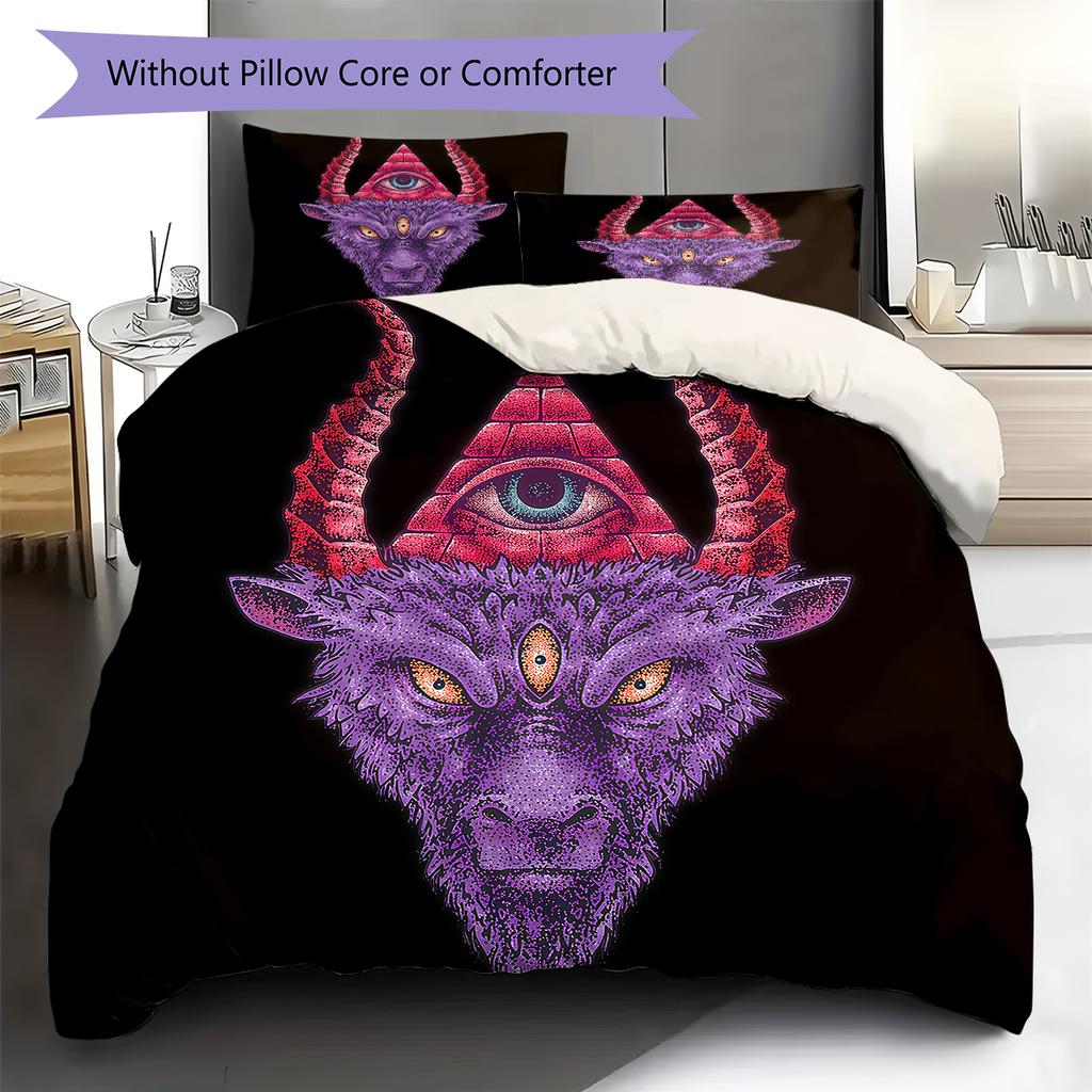 Satan Symbol Pattern Bedding,Quilt Set Quilt Cover Pillowcase Home Birthday Gift (1 * Duvet Cover + 2 * Pillowcase, Without Core)