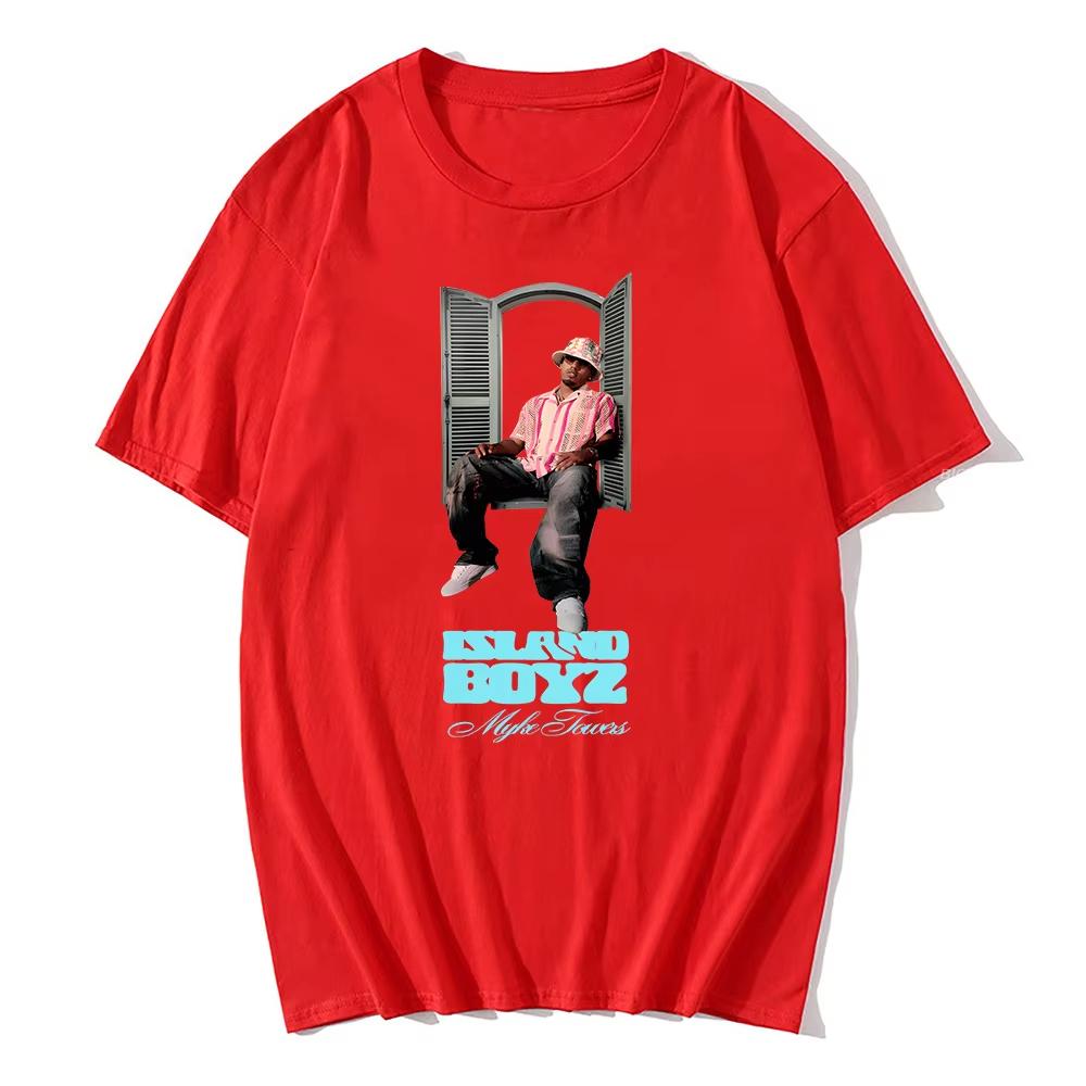 

Графические футболки рэпера Myke Towers ISLAND BOYz Мужская и женская мода Хип-хоп футболка Комфортные хлопковые топы Осенне-зимнее нижнее белье 4XL