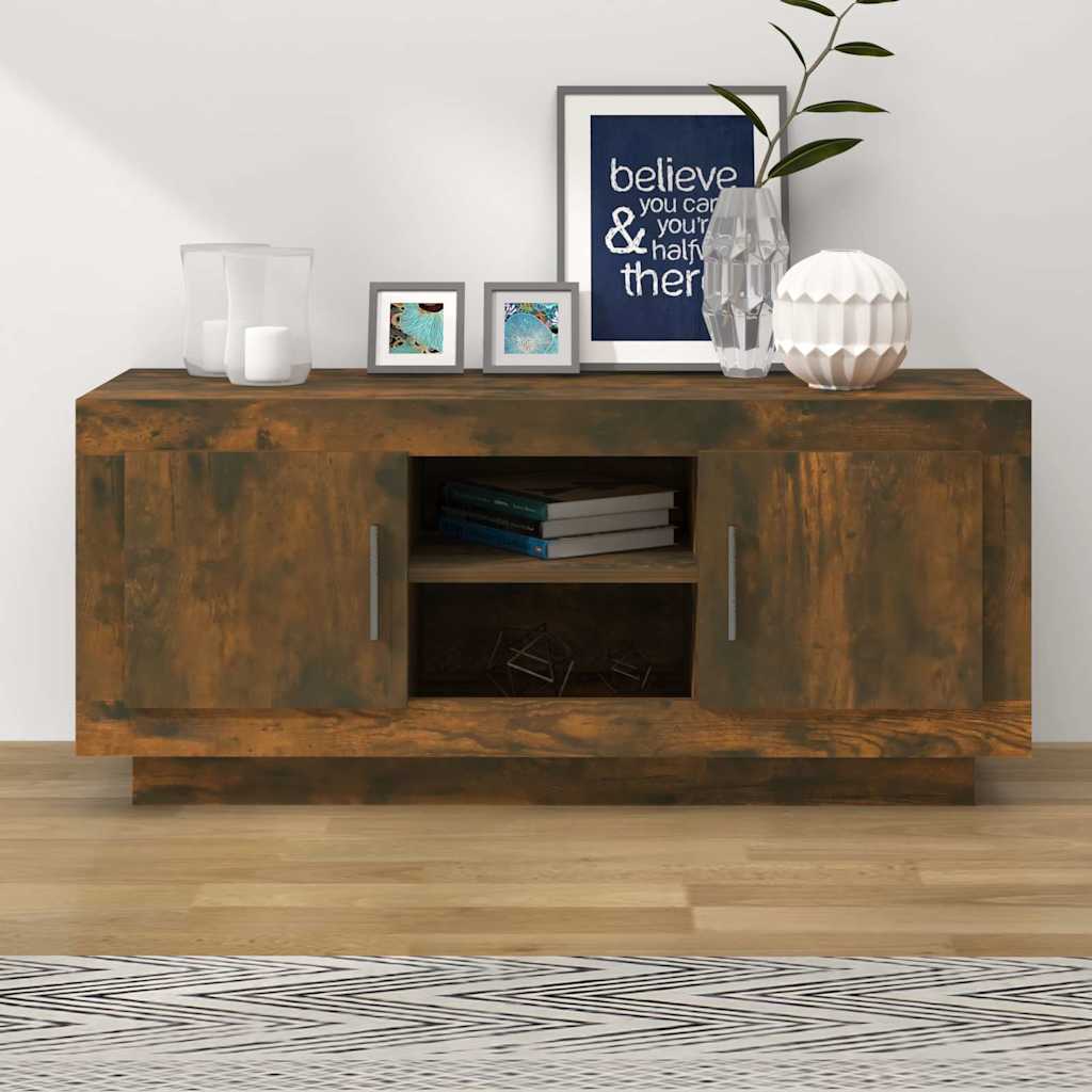TV Cabinet Smoked Oak 102 x 35 x 45 cm Wood Based Material