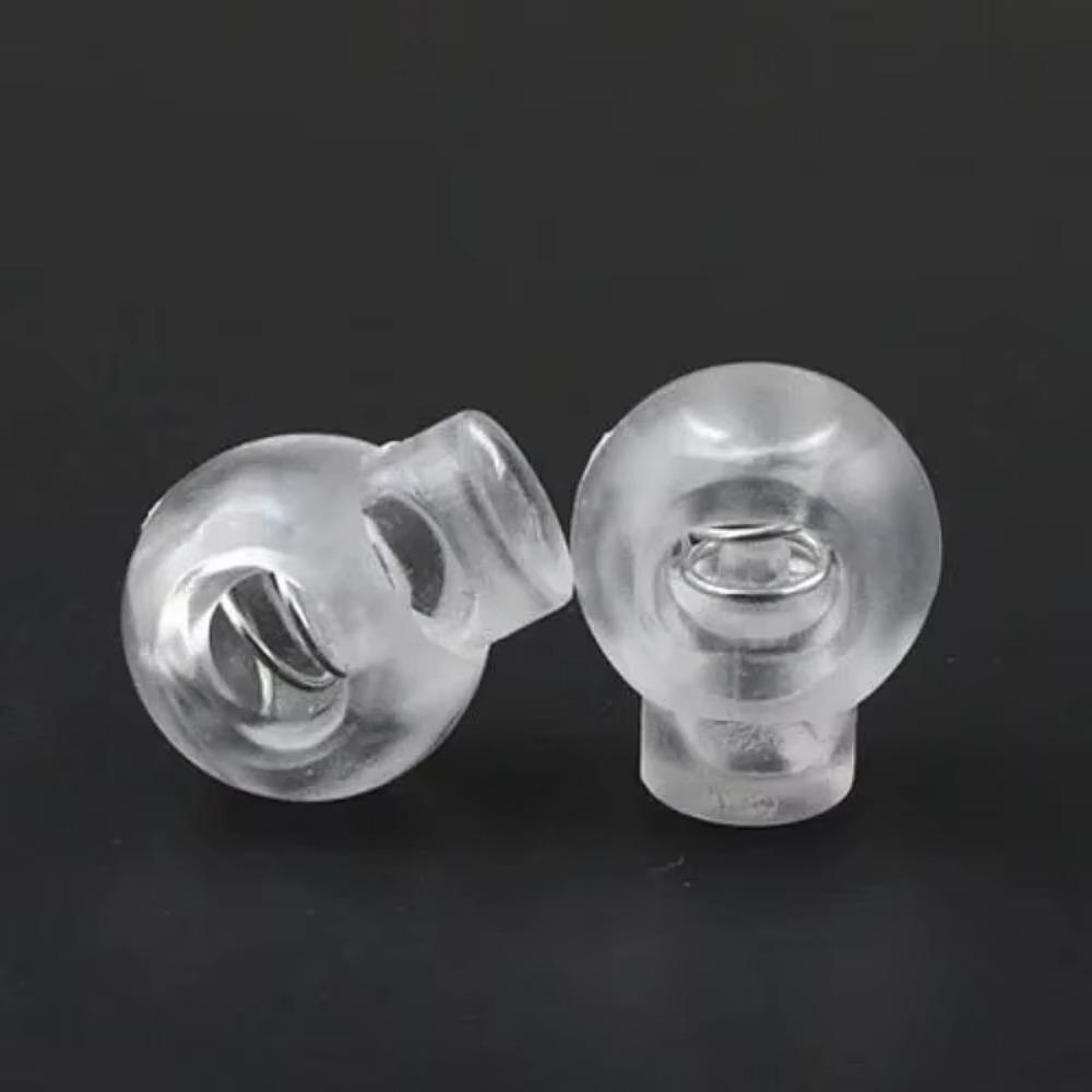 10pcs Cord Lock Round Ball Toggle Stopper Plastic Toggle Clip Widely For Bag Backpack/Clothing Clear White