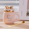 Heart-shaped Wings Butterfly Lid Gift Cup Cute Cartoon Ceramic Mug Water Cup with Lid