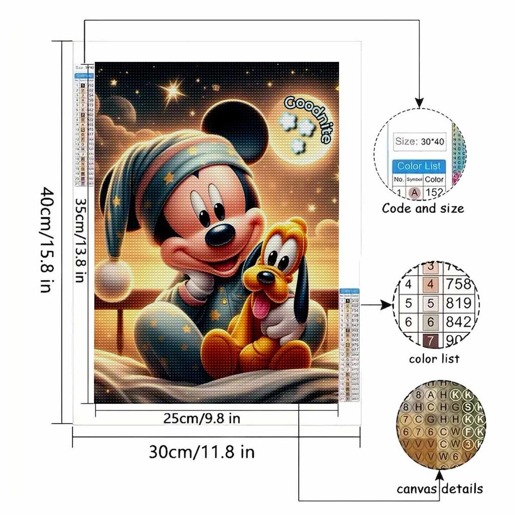 DIY Diamond Painting Mickey Mouse and The PuppyCross Stitch Kit Mosaic Art Diamond Painting Full Circle Diamond Home Decoration