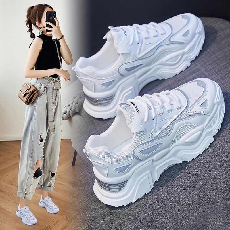 Classic Mesh Breathable Women's Shoes 2024 New Versatile Trendy Casual Shoes Wear-resistant Thick Soled Sports Shoes Sneakers