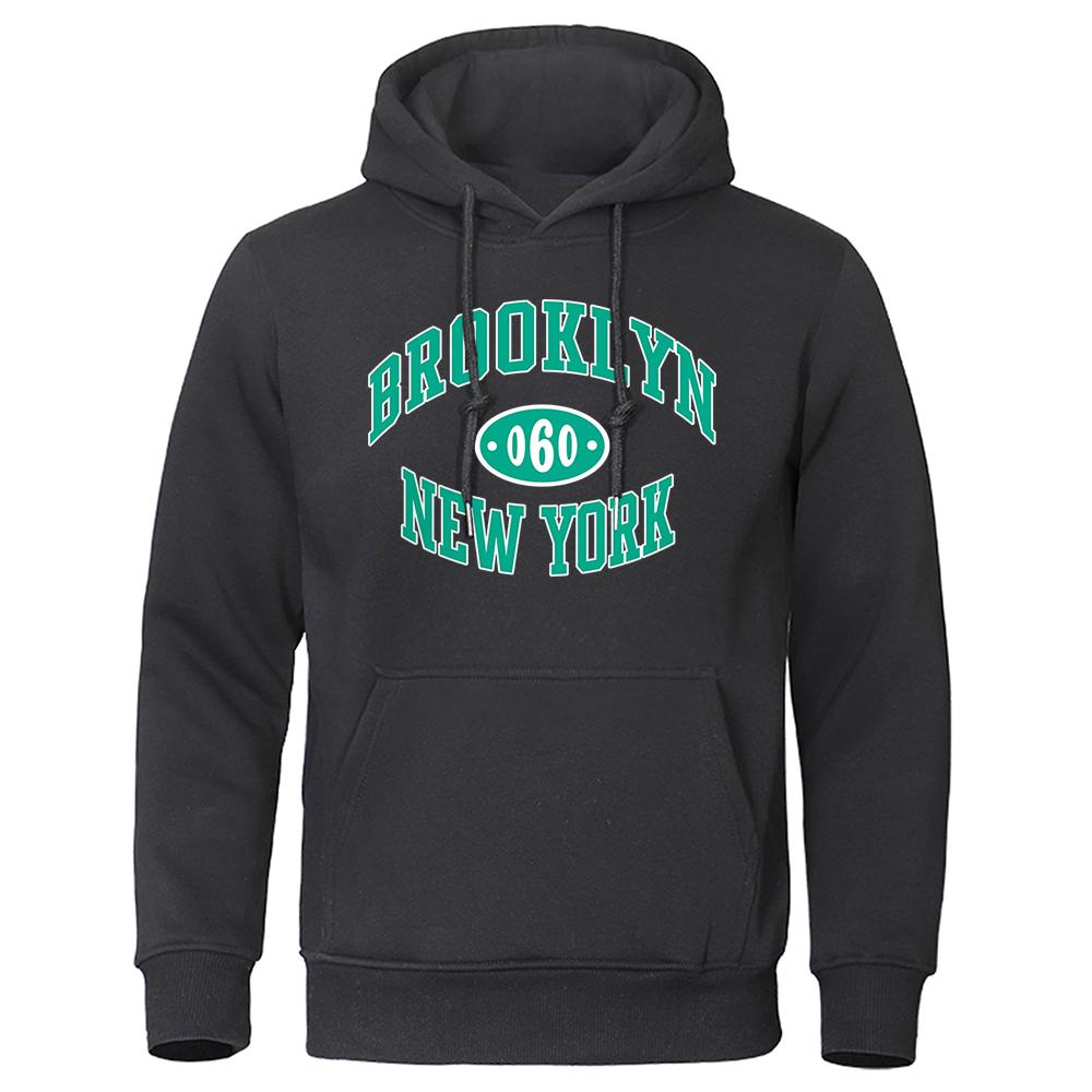Brooklyn New York U.S.A Printing Men's Hoodie Autumn Winter Loose Clothing Warm Fleece Sweatshirts Fashion Casual Sportswear