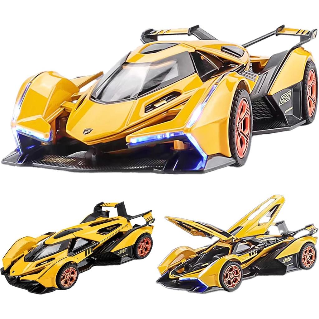 1/32 Toy Cars Lambo V12 Race Car Toys Model Die-cast Pull Back Model with Sound and Light Toy Vehicle for 3+Year Old Boys Festival Gift Car