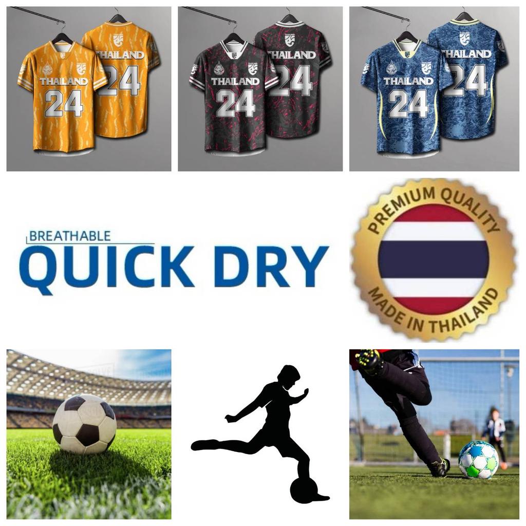 THAILAND Fußball V-Ausschnitt Farbe Vintage Shirt Nationales Elefanten-Logo Abzeichen Unisex Männer Frauen Trainingstrikot Aufdruck Schnelltrocknend Kurzarm Uniform