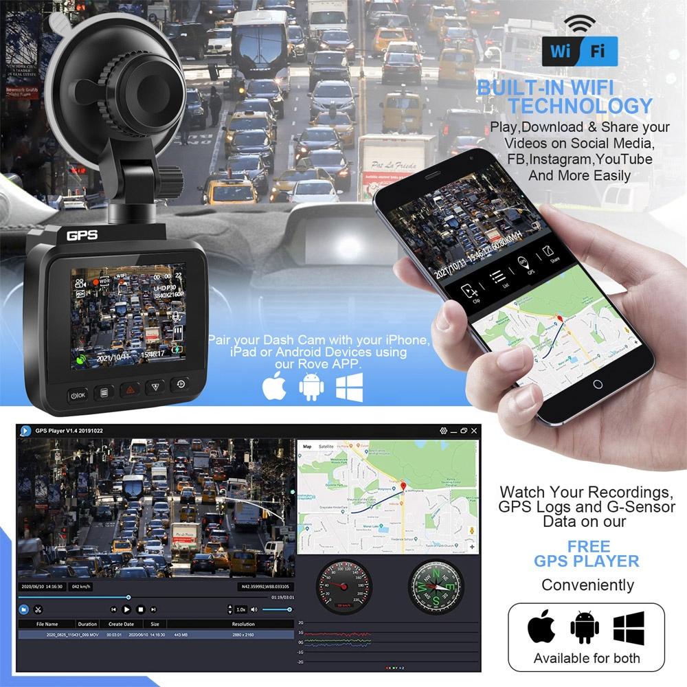 2 Inch Dash Cam Front and Back Night Vision Video Recorder 24h Parking Car Dvr 70 Dual Lens Mai 4K Wifi Gps 360 Dashcam