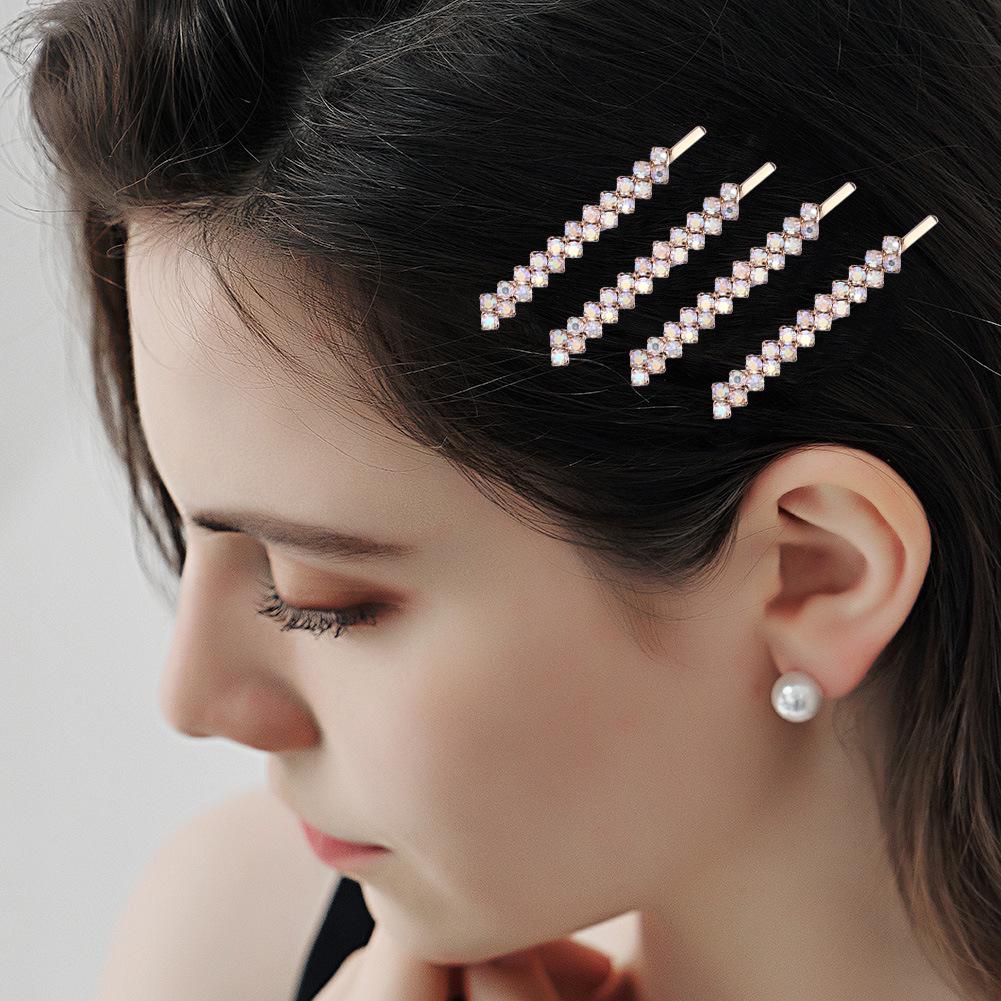 Elegant Bridal Crystal Rhinestone Hair Clip - Fashionable European & American One-Word Design