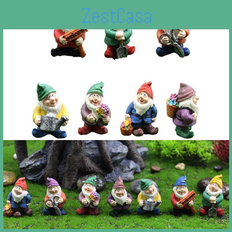 Gnome 7pcs Mini Resin Garden Cute Dwarf Landscape Miniature Outdoor Fairy Decor