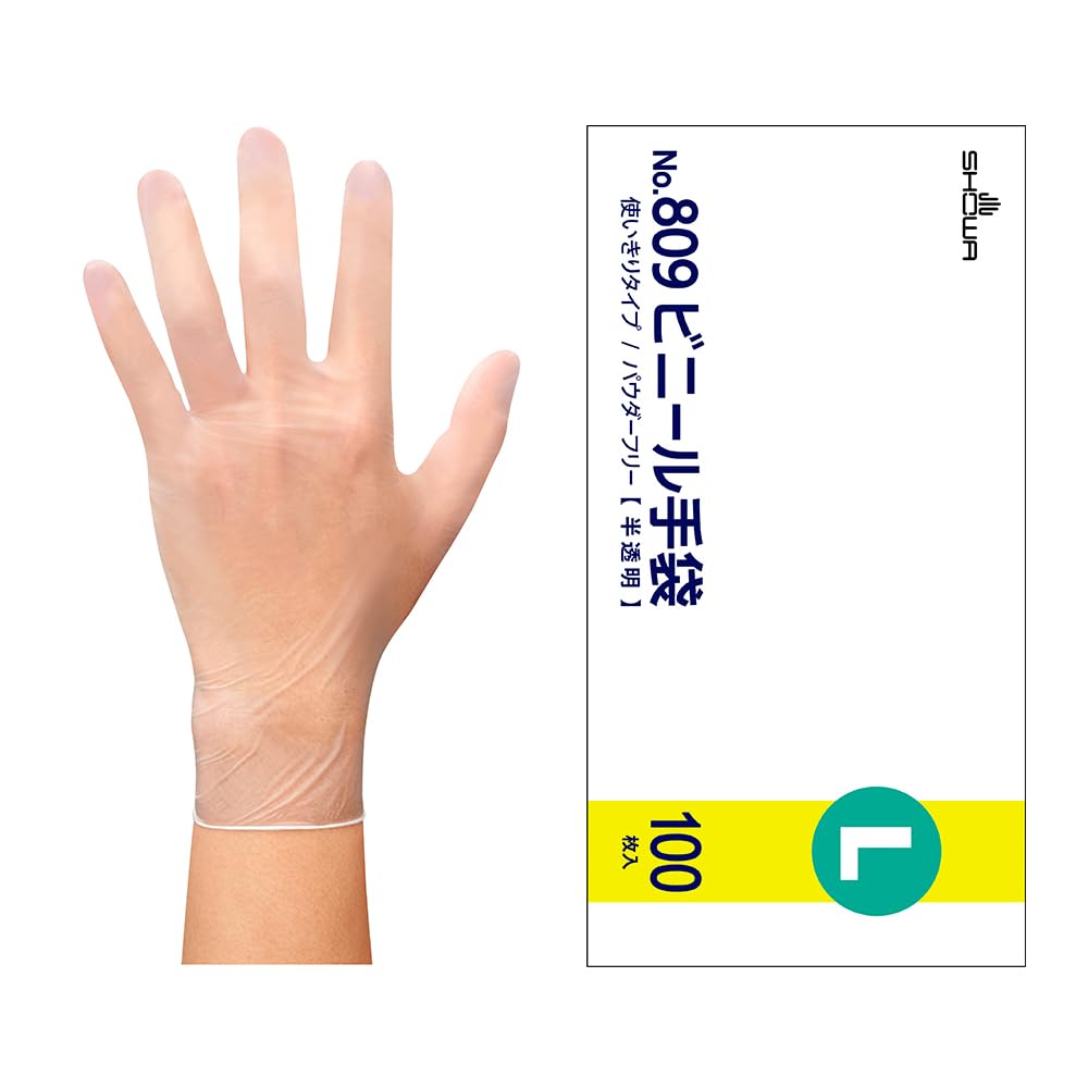 

100 pieces Vinyl gloves L size 1 box Translucent [Showa Gloves] No.809