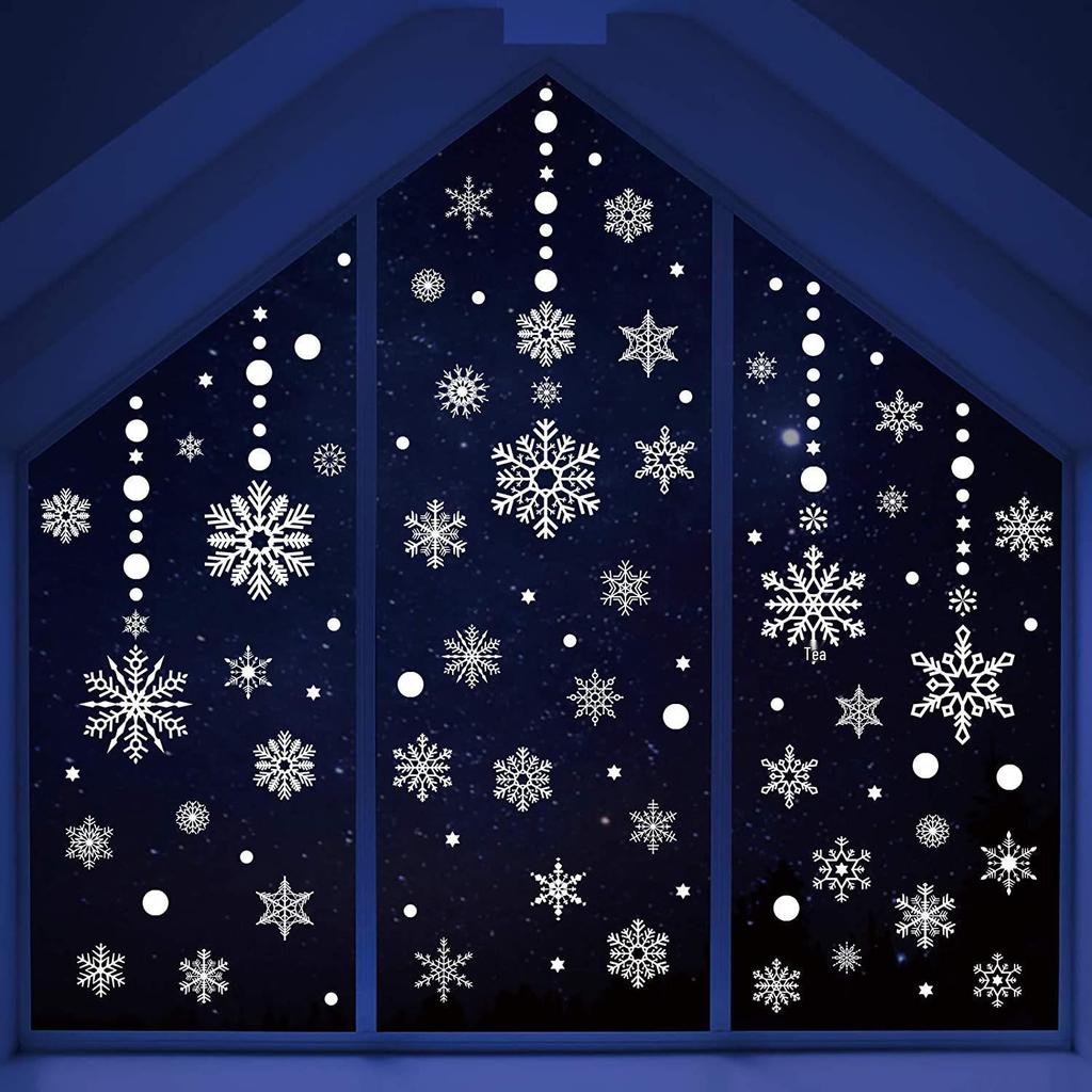 In Stock Christmas Snowflake Window Cling Decorations: Festive Stickers for Glass Doors & Windows
