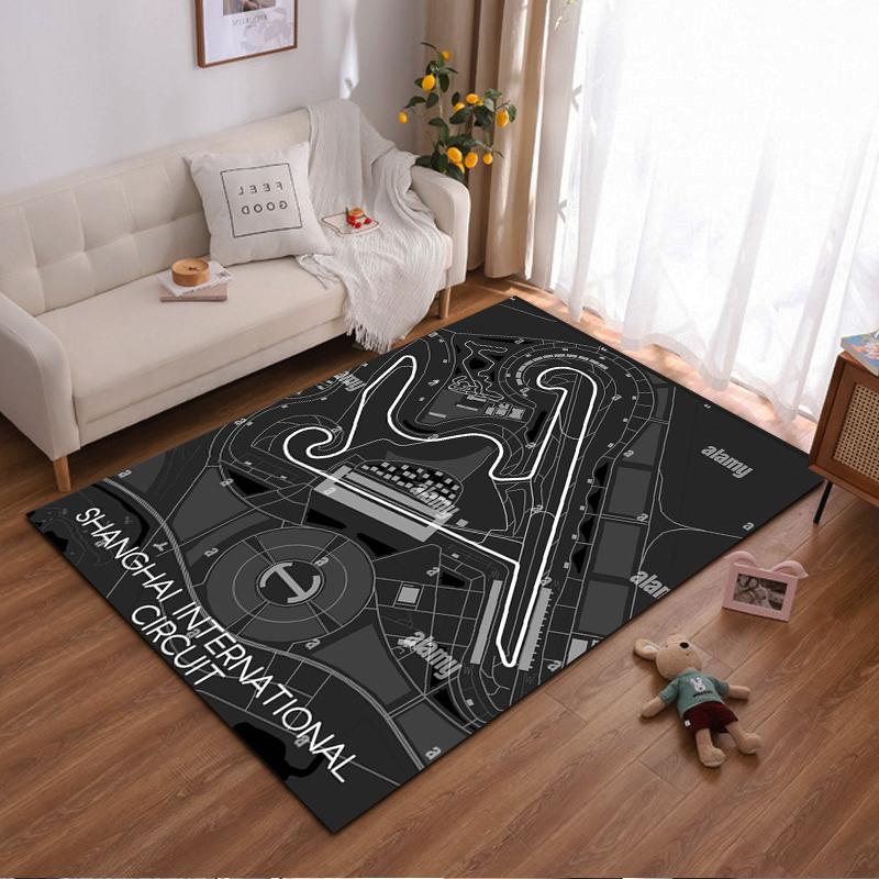 Black and White Shanghai Circuit Map Design Rug Non-slip rug suitable for living room and bedroom sofas sofas
