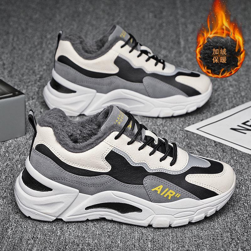 

Осенне-зимняя бархатная студенческая спортивная обувь для мужчин 2025 года, новая повседневная детская хлопковая обувь, модные универсальные кроссовки для бега для родителей и детей 33