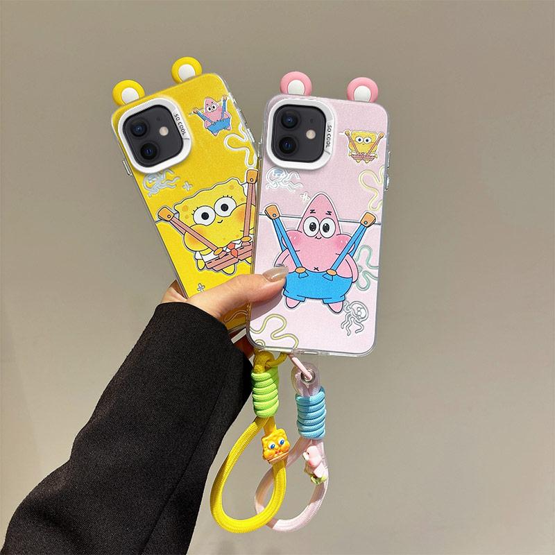 KEYSION Cute Ear Cartoon Case for iPhone 11 with Lanyard Soft Silicone+PC Shockproof Phone Back Cover for iPhone 11