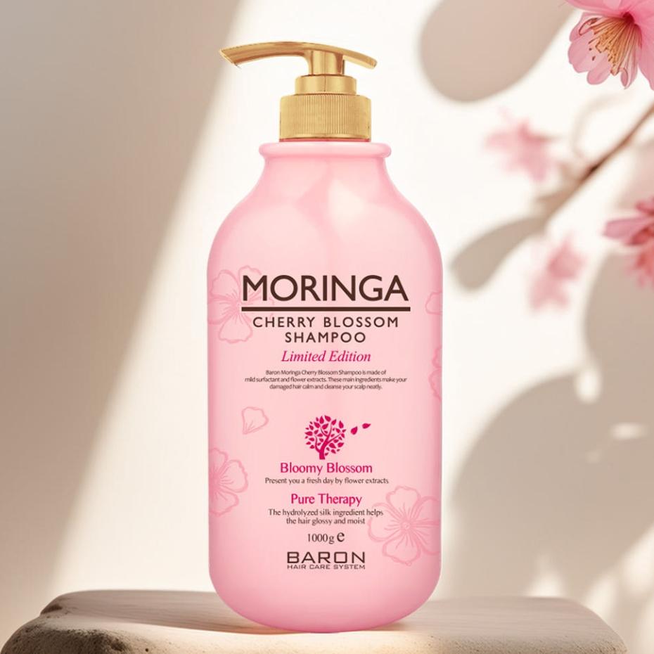 [Baron] Moringa Reparierendes / Erfrischendes Shampoo, Die Rose / Kirschblüte Limitierte Edition (1.000g) 1L