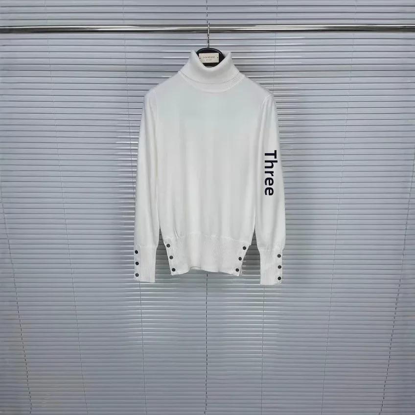 Unisex Classic Four-Bar Turtleneck Wool Sweater for Autumn/Winter